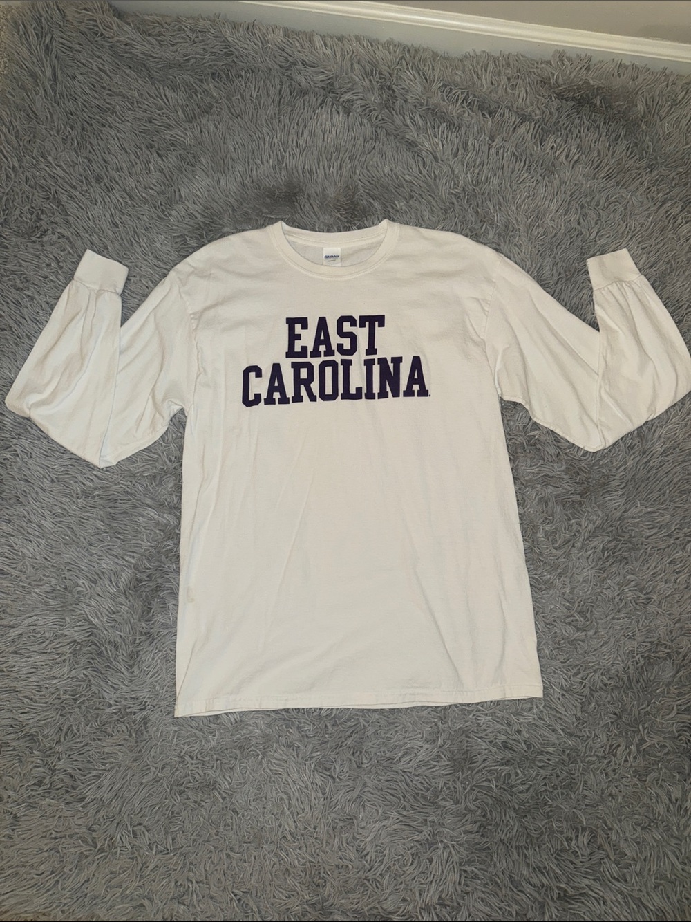 East Carolina ECU Pirates Long-Sleeve Tee - White with Purple Text